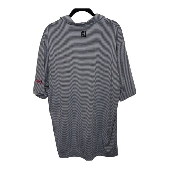 FootJoy Mens Polo Shirt Grey Striped Sz L GOLF TENNIS - Picture 2 of 8